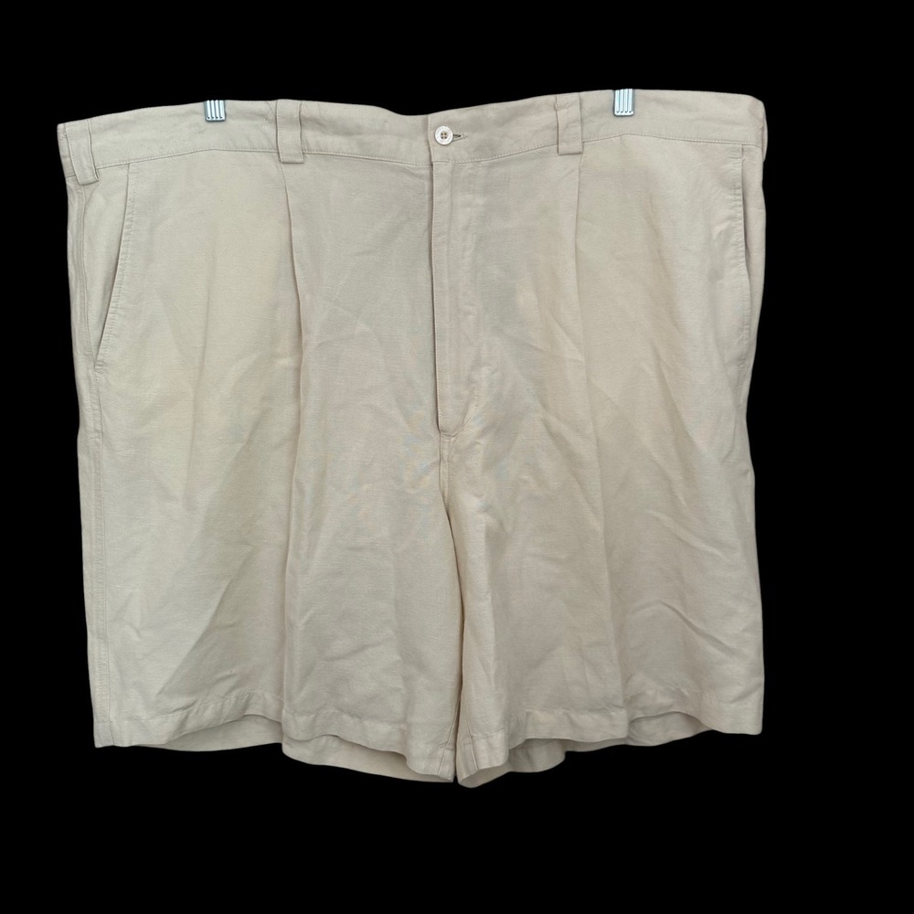 Cubavera Linen Rayon‎ Pleated Golf Shorts 48 Yellow Classic Fit Resort Vacation